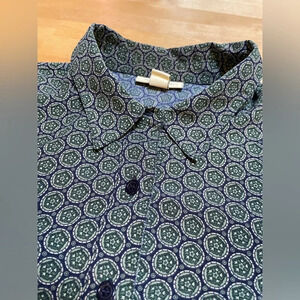 Appleseed’s Petites Long Sleeve Button Down Shirt Size 10P Green/Blue Abstract